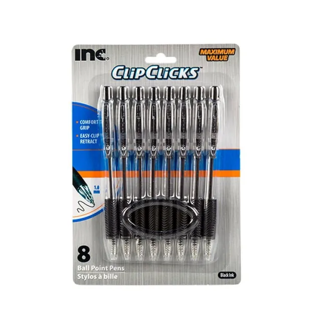Lot de stylos bille ClipClicks – noir