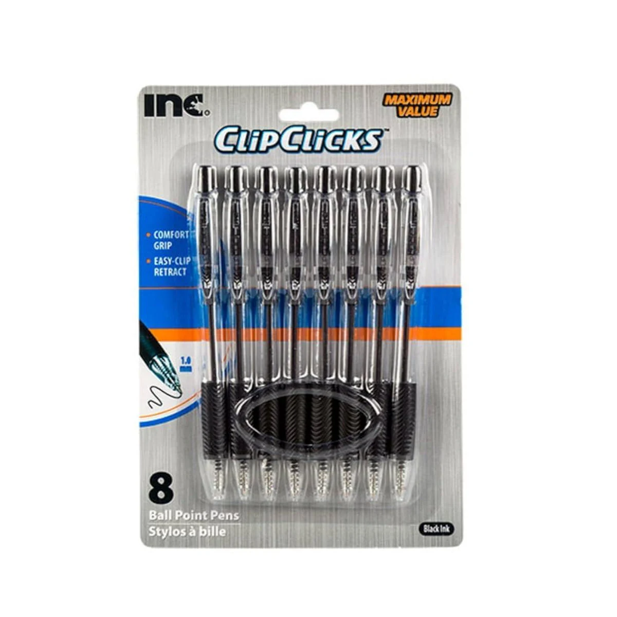 Lot de stylos bille ClipClicks – noir — Écriture & correction