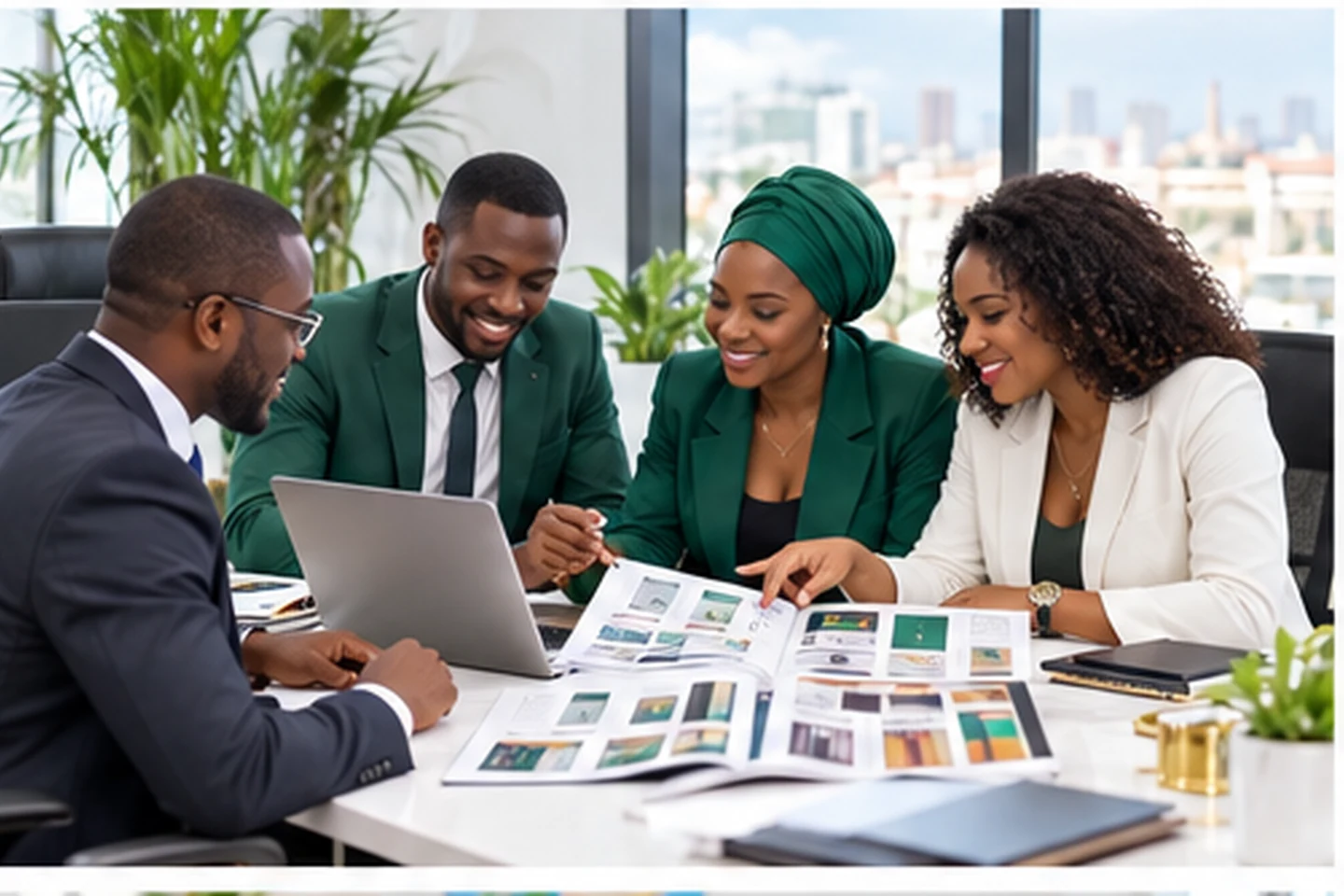 Professionnels africains collaborant dans un environnement moderne